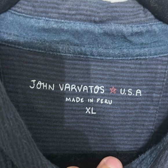 John Varvatos Mens Gray Pinstripe 100% Cotton Short Sleeve Polo Shirt Size XL - Picture 5 of 7